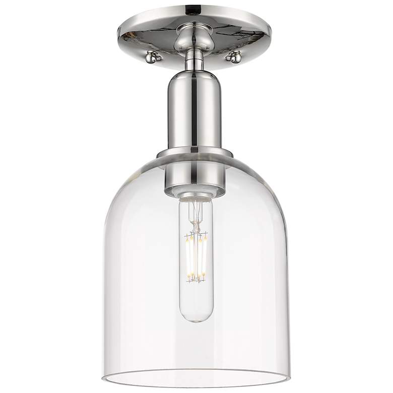 Image 1 Arcadia Bella 6"W Polished Nickel Semi.Flush Mount With Clear Shade