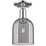 Arcadia Bella 6"W Polished Nickel Semi-Flush w/ Light Smoke Shade