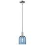 Arcadia Bella 6"W Polished Nickel Stem Hung Mini Pendant w/ Blue Shade