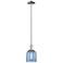 Arcadia Bella 6"W Polished Nickel Stem Hung Mini Pendant w/ Blue Shade