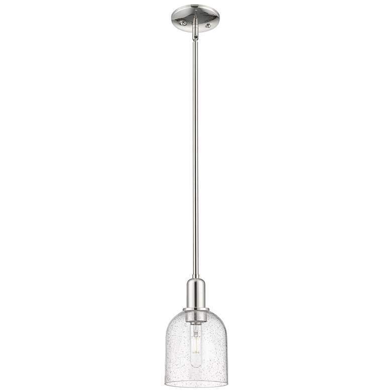 Image 1 Arcadia Bella 6"W Polished Nickel Stem Mini Pendant w/ Seedy Shade