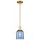 Arcadia Bella 6"W Satin Gold Stem Hung Mini Pendant With Blue Shade