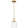 Arcadia Bella 6"W Satin Gold Stem Hung Mini Pendant With Clear Shade