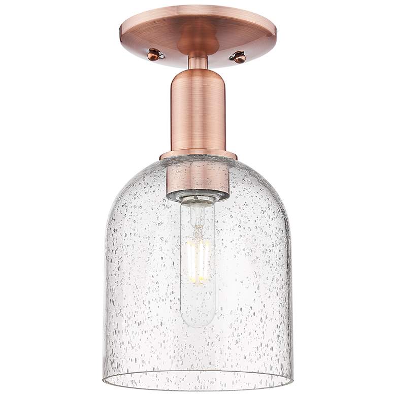 Image 1 Arcadia Bella 6" Wide Antique Copper Semi.Flush Mount With Seedy Shade