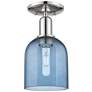 Arcadia Bella 6" Wide Polished Nickel Semi.Flush Mount With Blue Shade