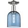 Arcadia Bella 6" Wide Polished Nickel Semi.Flush Mount With Blue Shade