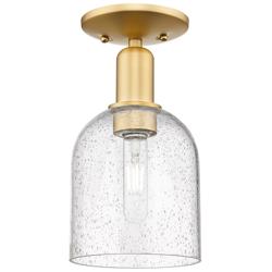 Arcadia Bella 6" Wide Satin Gold Semi.Flush Mount With Seedy Shade