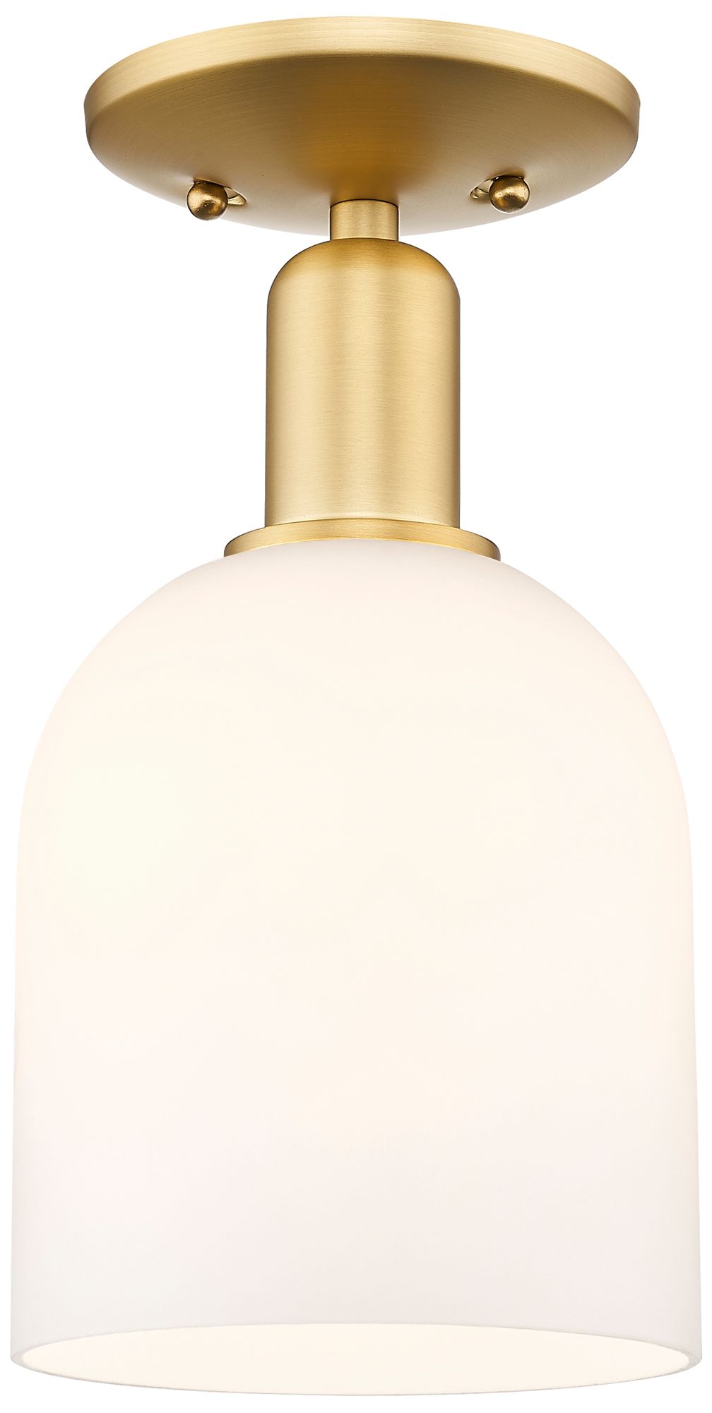 Arcadia Bella 6" Wide Satin Gold Semi.Flush Mount With White Shade