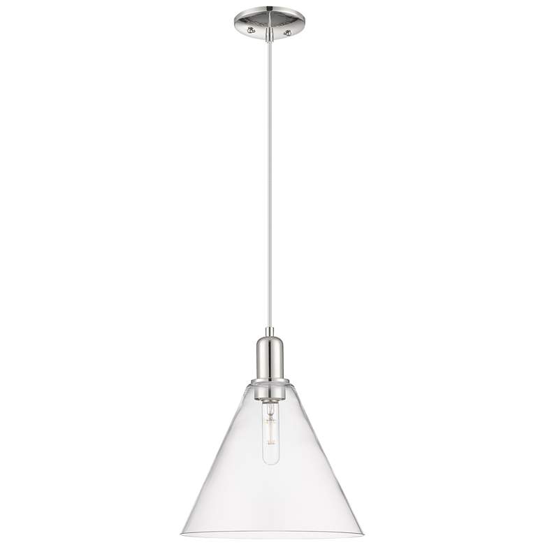 Image 1 Arcadia Berkshire 12"W Polished Nickel Cord Pendant w/ Clear Shade