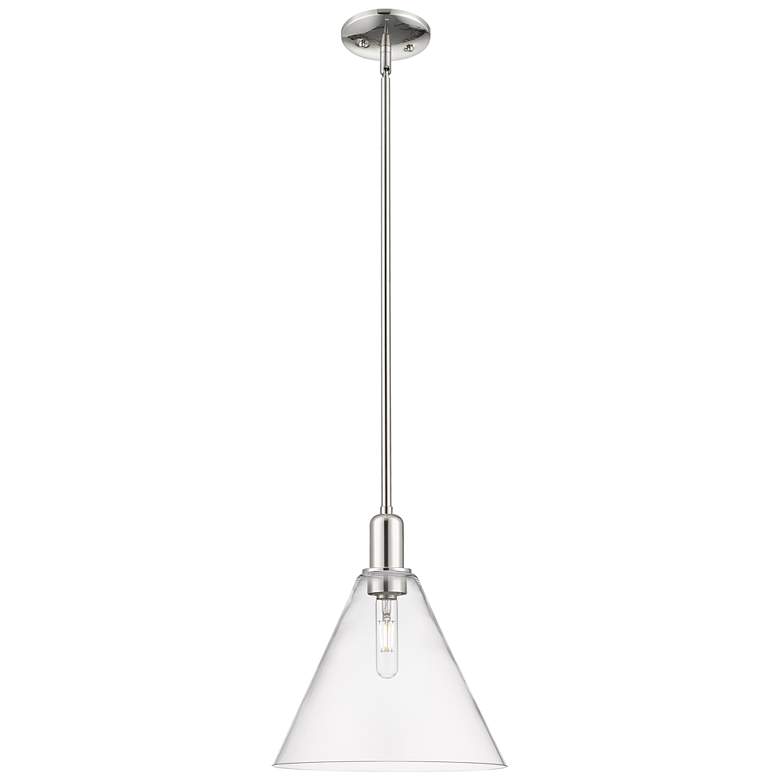 Image 1 Arcadia Berkshire 12"W Polished Nickel Stem Pendant w/ Clear Shade