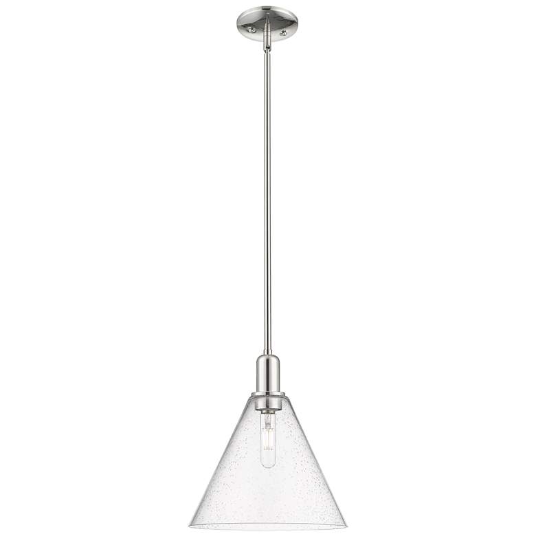 Image 1 Arcadia Berkshire 12"W Polished Nickel Stem Pendant w/ Seedy Shade
