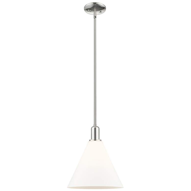 Image 1 Arcadia Berkshire 12"W Polished Nickel Stem Pendant w/ White Shade