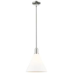 Arcadia Berkshire 12"W Polished Nickel Stem Pendant w/ White Shade