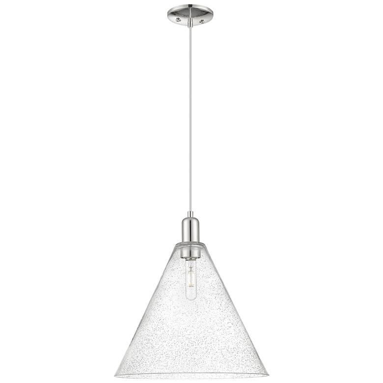 Image 1 Arcadia Berkshire 16"W Polished Nickel Cord Pendant w/ Seedy Shade