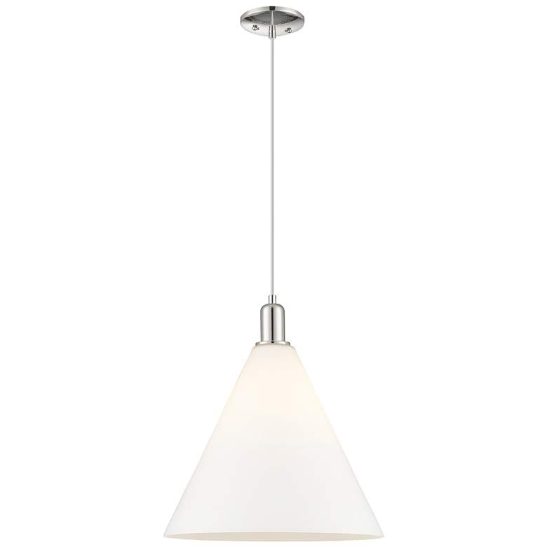 Image 1 Arcadia Berkshire 16"W Polished Nickel Cord Pendant w/ White Shade