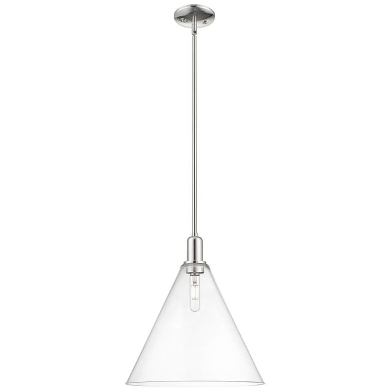 Image 1 Arcadia Berkshire 16"W Polished Nickel Stem Pendant w/ Clear Shade