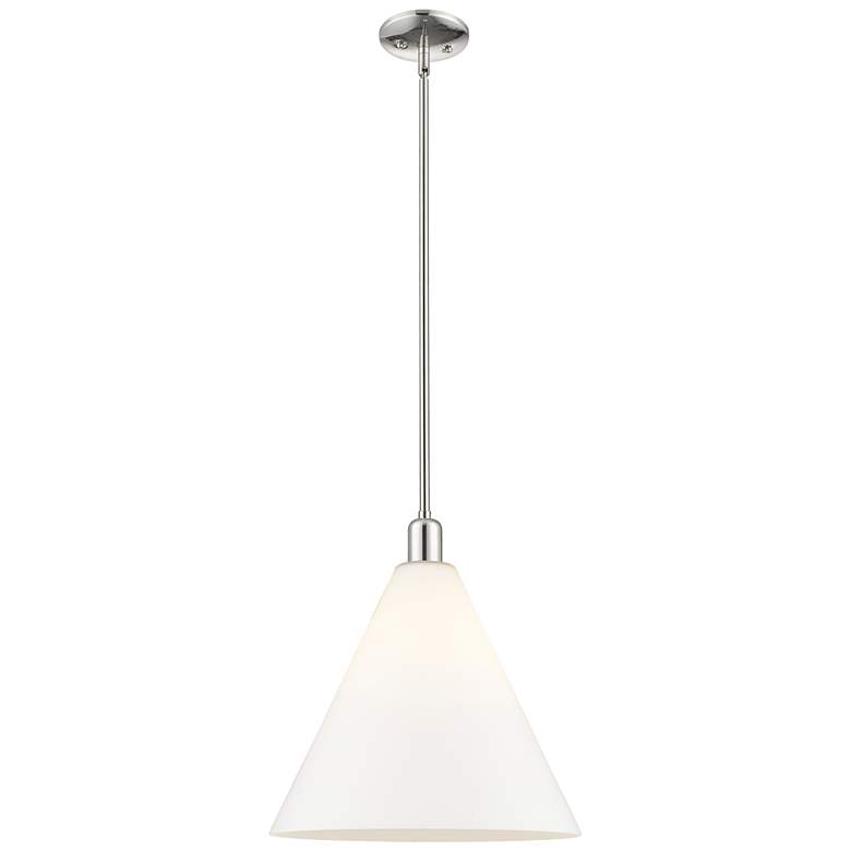 Image 1 Arcadia Berkshire 16"W Polished Nickel Stem Pendant w/ White Shade