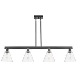 Arcadia Berkshire 51"W 4-Lt Black Stem Island Light w/ Clear Shade