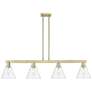 Arcadia Berkshire 51"W 4-Lt Brass Stem Island Light w/ Clear Shade