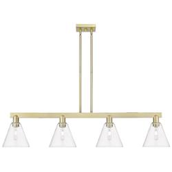 Arcadia Berkshire 51"W 4-Lt Brass Stem Island Light w/ Clear Shade