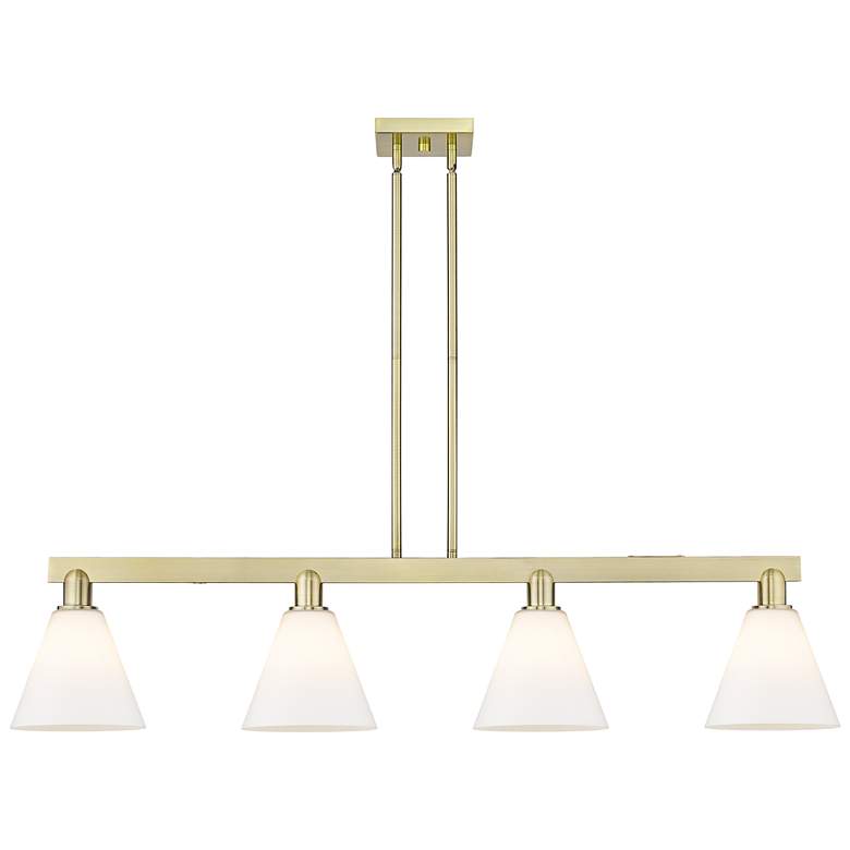 Image 1 Arcadia Berkshire 51"W 4-Lt Brass Stem Island Light w/ White Shade