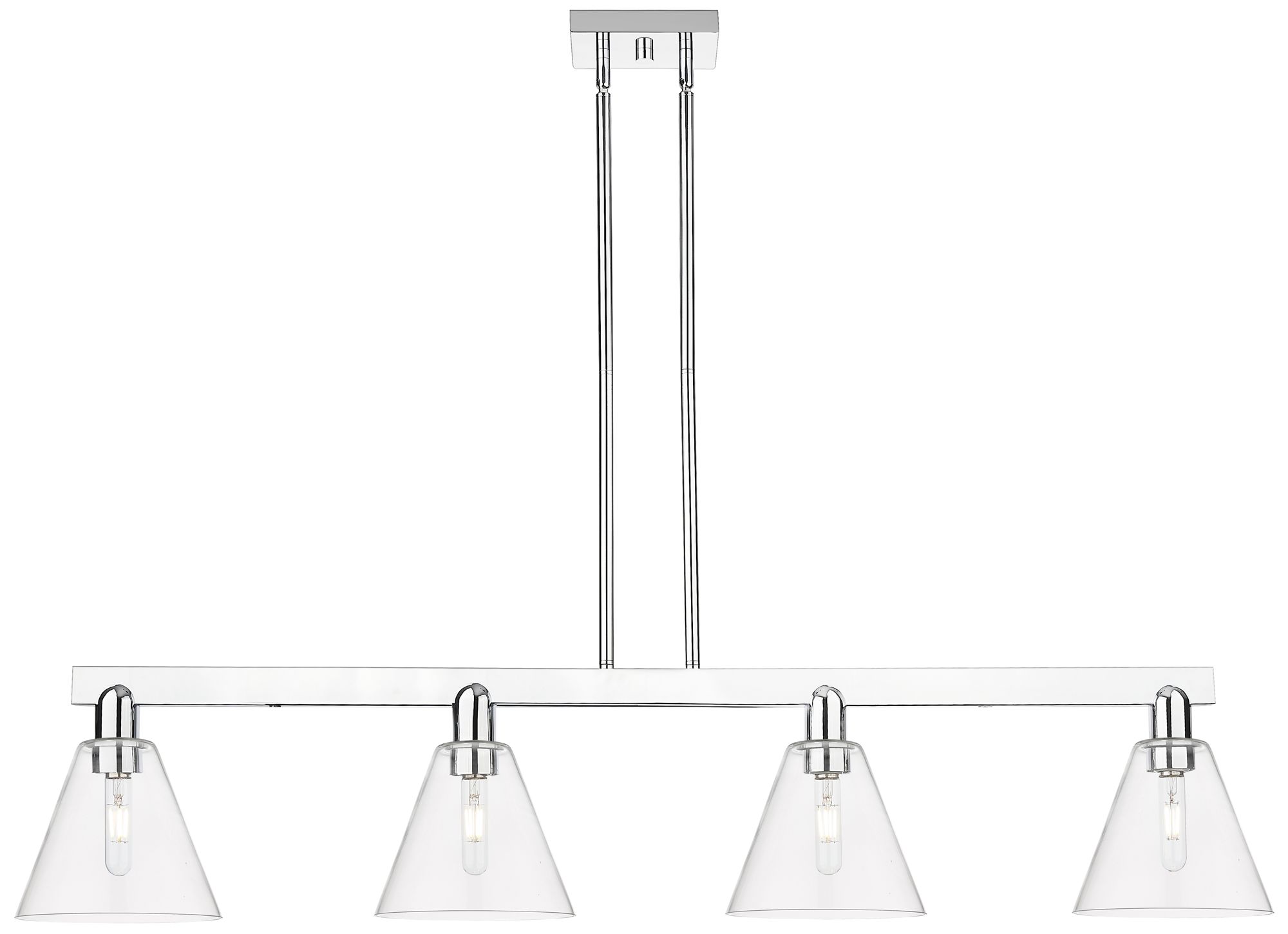 Arcadia Berkshire 51"W 4-Lt Chrome Stem Island Light w/ Clear Shade