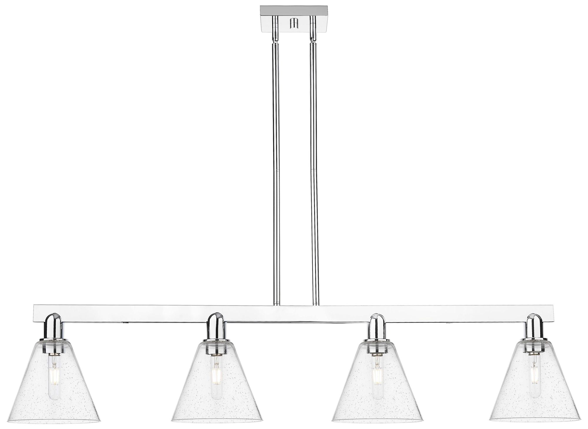Arcadia Berkshire 51"W 4-Lt Chrome Stem Island Light w/ Seedy Shade