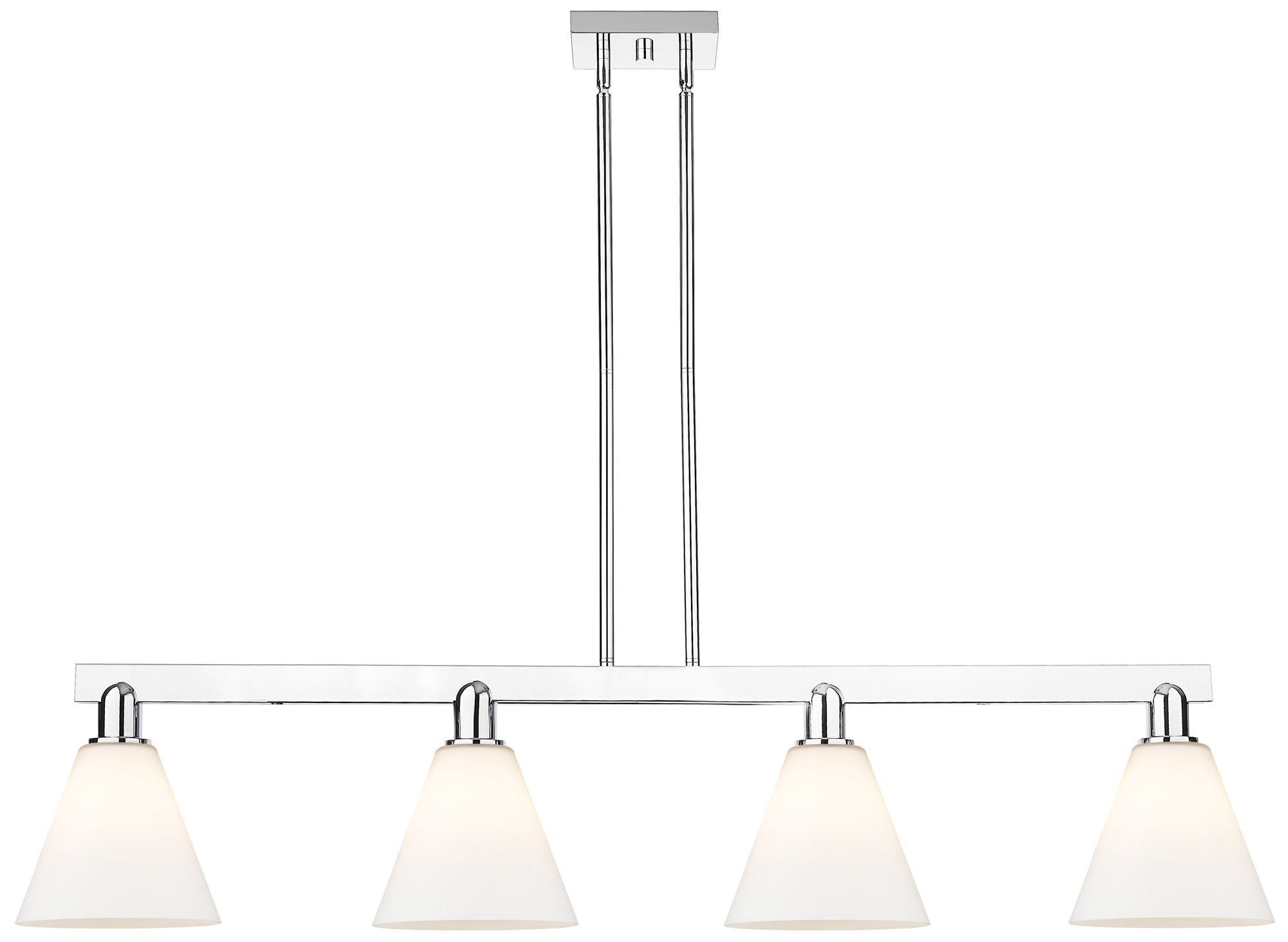 Arcadia Berkshire 51"W 4-Lt Chrome Stem Island Light w/ White Shade