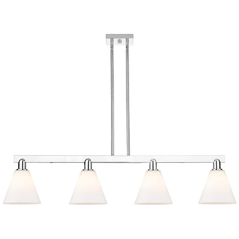 Image 1 Arcadia Berkshire 51"W 4-Lt Chrome Stem Island Light w/ White Shade