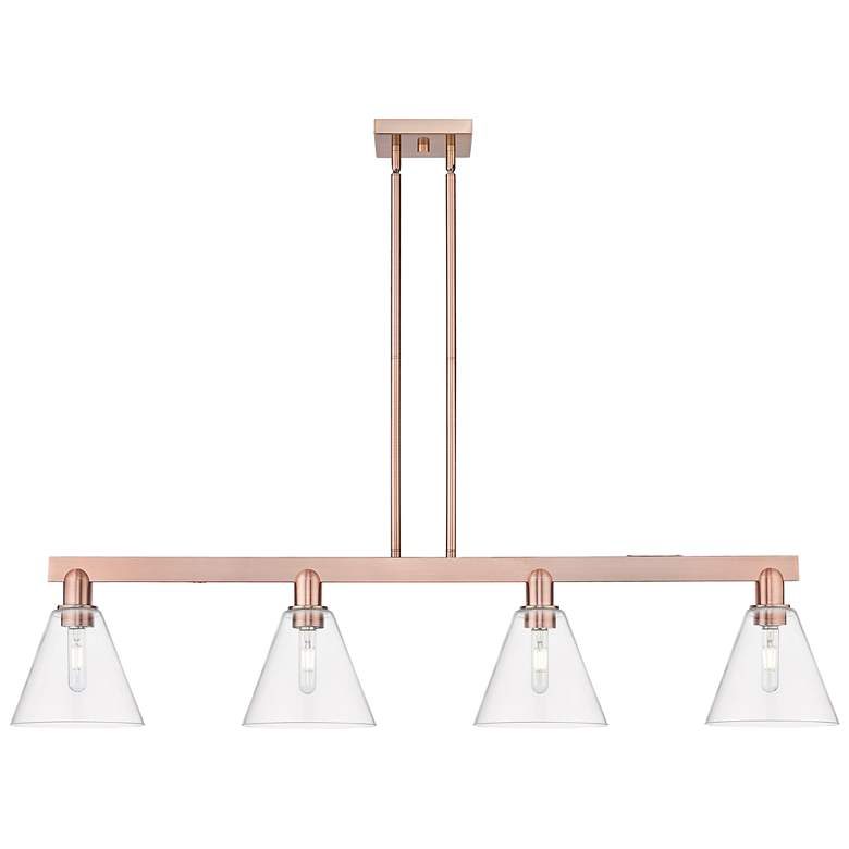 Image 1 Arcadia Berkshire 51"W 4-Lt Copper Stem Island Light w/ Clear Shade