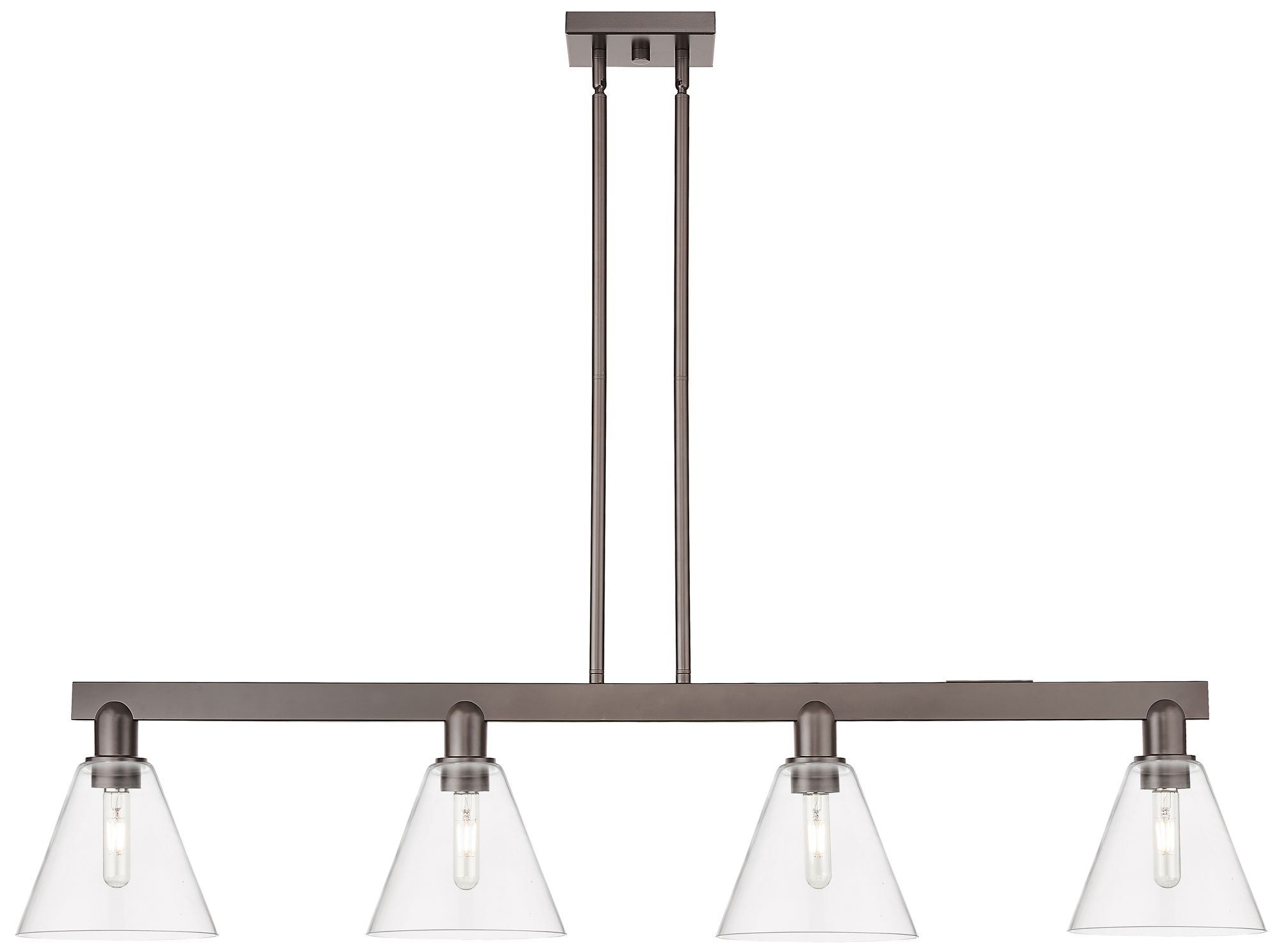 Arcadia Berkshire 51"W 4-Lt Oiled Bronze Stem Island Light w/ Clear Shade