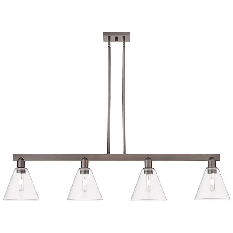 Image 1 Arcadia Berkshire 51"W 4-Lt Oiled Bronze Stem Island Light w/ Clear Shade