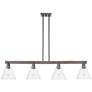 Arcadia Berkshire 51"W 4-Lt Oiled Bronze Stem Island Light w/ Clear Shade