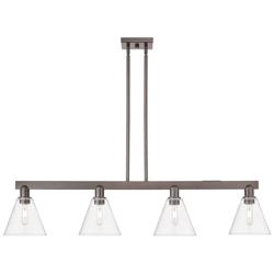 Arcadia Berkshire 51"W 4-Lt Oiled Bronze Stem Island Light w/ Clear Shade