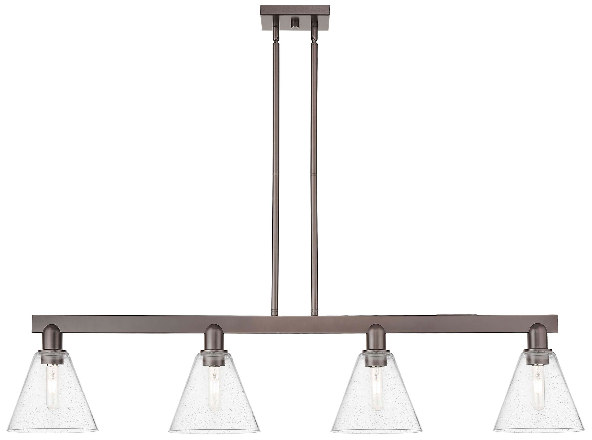 Arcadia Berkshire 51"W 4-Lt Oiled Bronze Stem Island Light w/ Seedy Shade