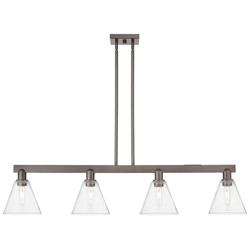 Arcadia Berkshire 51"W 4-Lt Oiled Bronze Stem Island Light w/ Seedy Shade