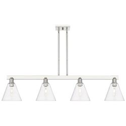 Arcadia Berkshire 51"W 4-Lt Polish Nickel Stem Island Light w/ Clear Shade