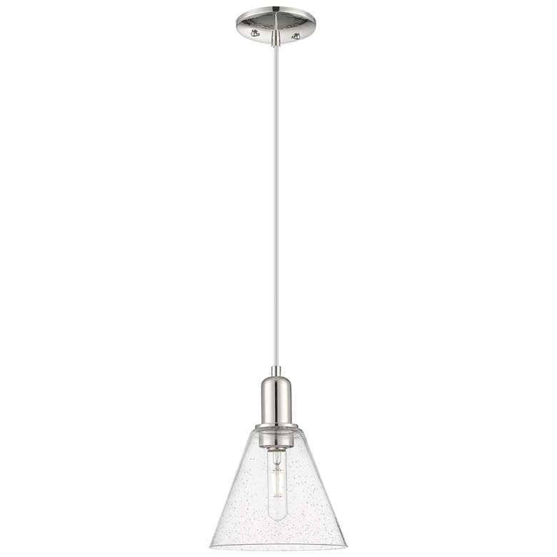 Image 1 Arcadia Berkshire 8"W Polished Nickel Cord Pendant w/ Seedy Shade