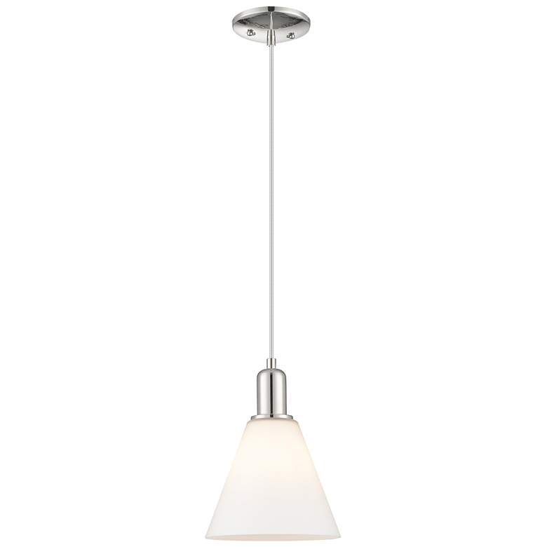 Image 1 Arcadia Berkshire 8"W Polished Nickel Cord Pendant w/ White Shade