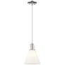 Arcadia Berkshire 8"W Polished Nickel Cord Pendant w/ White Shade
