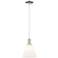 Arcadia Berkshire 8"W Polished Nickel Cord Pendant w/ White Shade