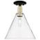 Arcadia Berkshire Glass 12"W Black Brass Semi-Flush w/ Clear Shade