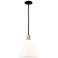 Arcadia Berkshire Glass 12"W Black Brass Stem Pendant w/ White Shade