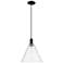 Arcadia Berkshire Glass 12"W Black Cord Mini Pendant w/ Clear Shade
