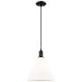 1_Arcadia Berkshire Glass 12"W Black Cord Pendant w/ Matte White Shade