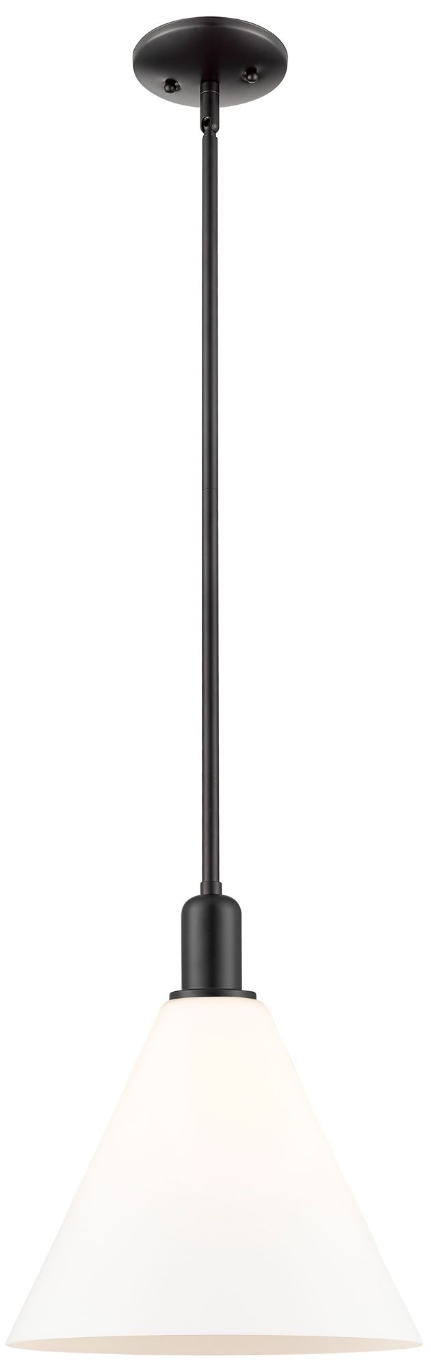 Arcadia Berkshire Glass 12"W Black Stem Pendant w/ Matte White Shade