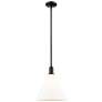 Arcadia Berkshire Glass 12"W Black Stem Pendant w/ Matte White Shade