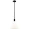 Arcadia Berkshire Glass 12"W Black Stem Pendant w/ Matte White Shade