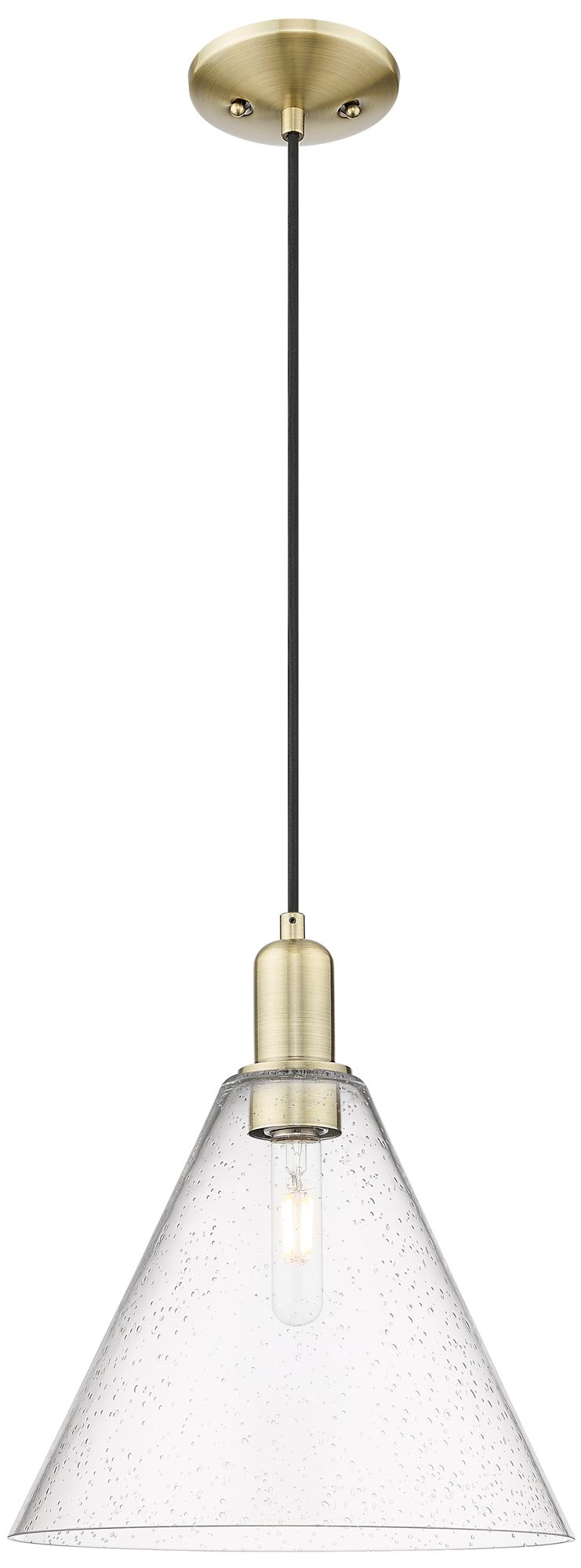 Arcadia Berkshire Glass 12"W Brass Cord Mini Pendant w/ Seedy Shade