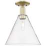 Arcadia Berkshire Glass 12"W Brass Semi.Flush Mount With Clear Shade